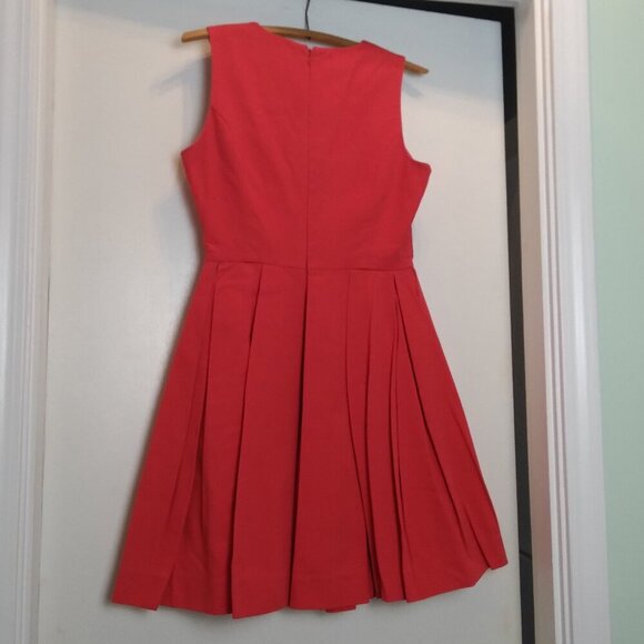 BB Dakota Red Corduroy Sleeveless Scoop Neck Fit & Flare Pleated Dress Sz 6 - Picture 6 of 7